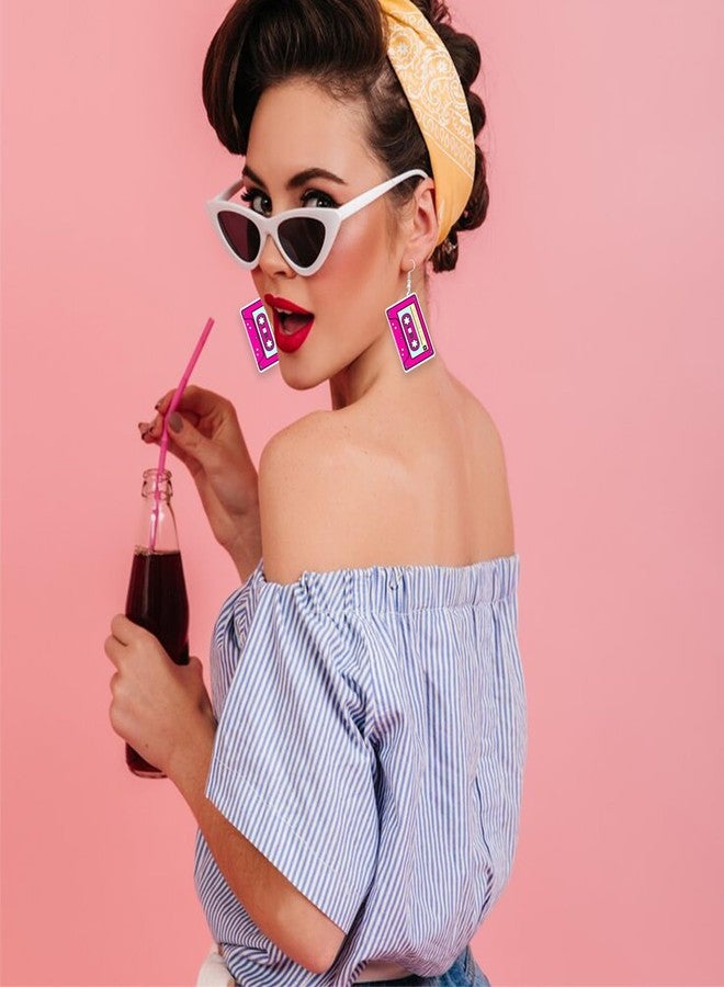 Palotay 80s 90s Retro Cassette Tape Neon Earrings for Women Acrylic Radio Earring Set for 80s 90s Accessories Cosplay Party Jewelry Gifts - Image 2